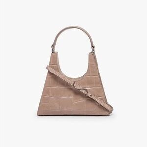 BNWOT STAUD Croc-Embossed Tan Shoulder Bag